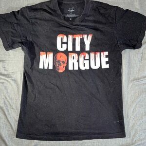 VLONE Black and Red City Morgue Tee